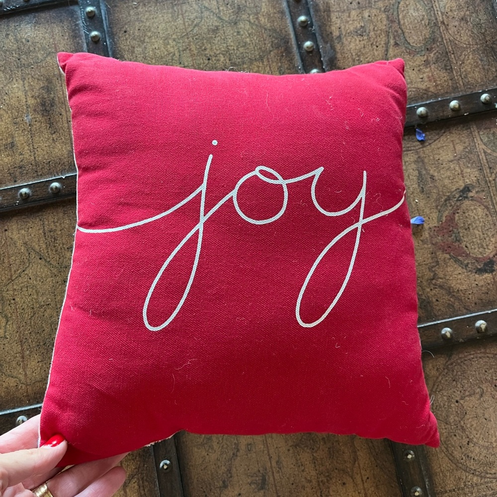 Joy holiday small Pillow red 11 X 10 deseret book